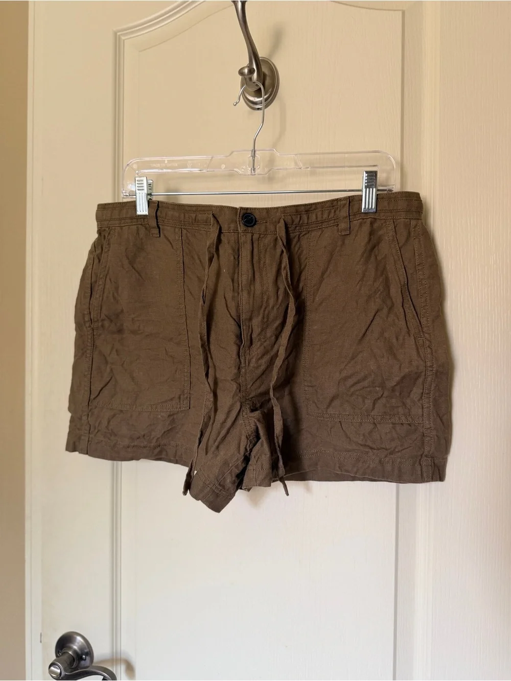 Madewell Linen-Blend Drawstring Shorts Olive Size L